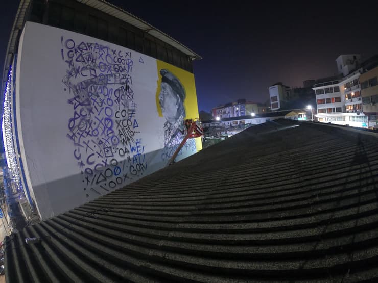 Calligraphy portrait facade, Goa, Goa, detail 1