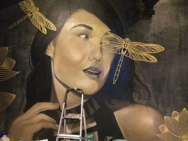 Soy Soy restaurant face mural, Chennai, Chennai, detail 1