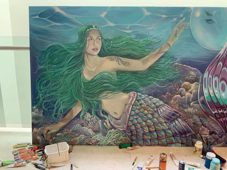 Mermaid, large canvas, detail 2