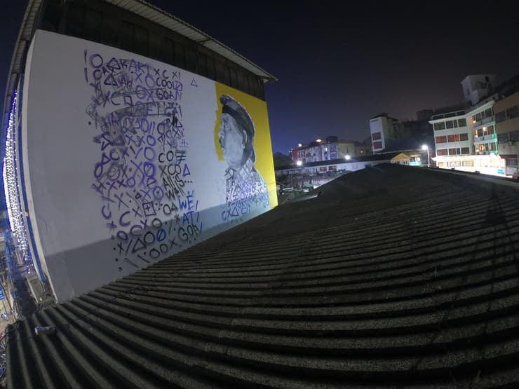 Calligraphy portrait facade, Goa, Goa, detail 2