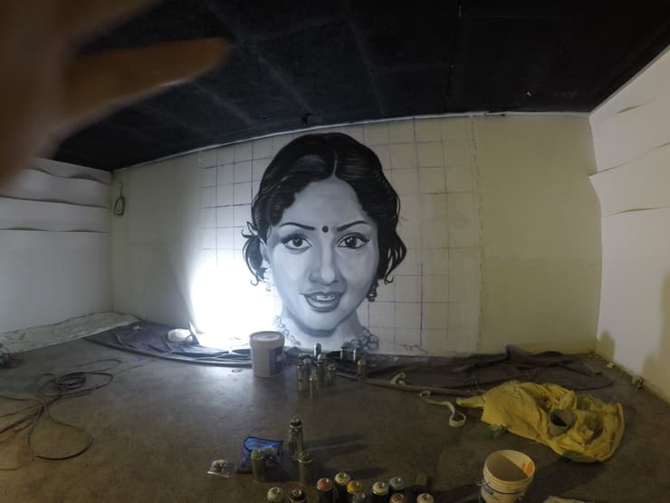 Sridevi mural, Chennai, detail 2