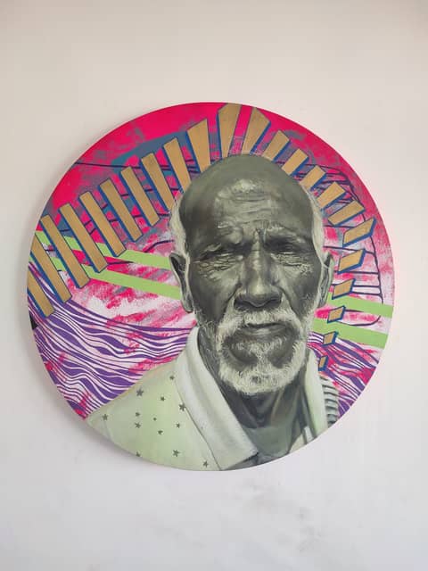 Elder portrait, round canvas, Chennai