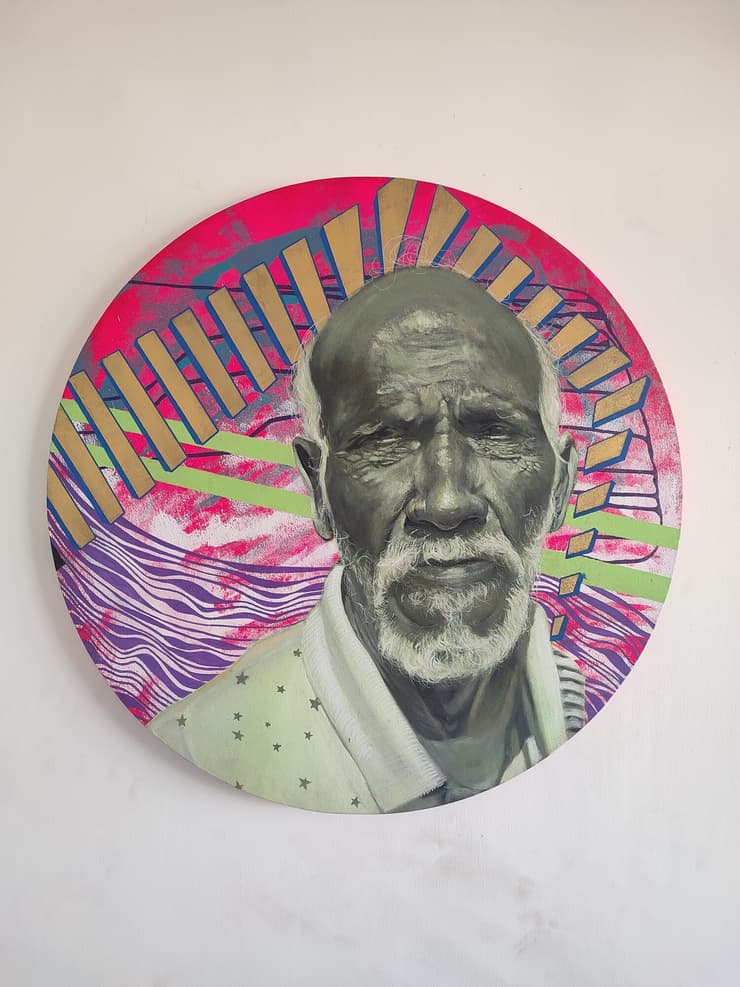 Elder portrait, round canvas, Chennai