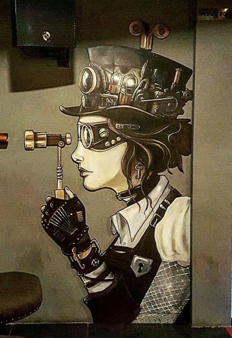 Steampunk woman, Thirsty Crow restobar, Chennai, Chennai