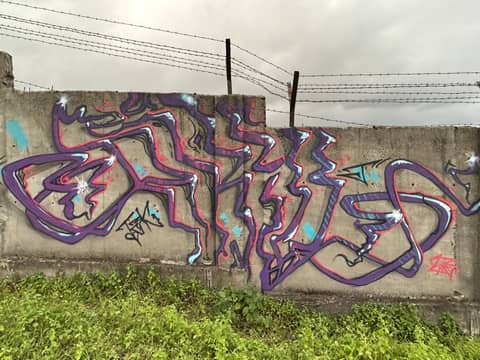Purple wildstyle, field wall, Pune