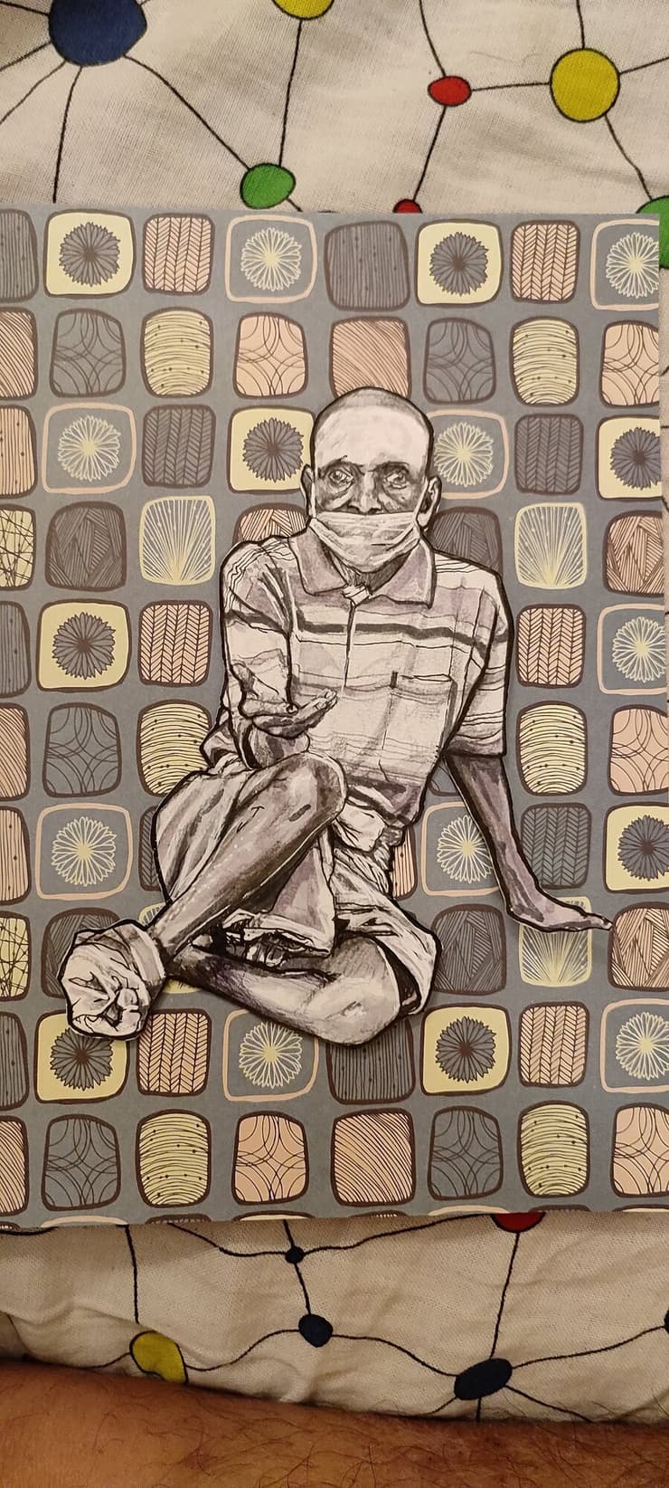 Cut-out figure on patterns: raised fist