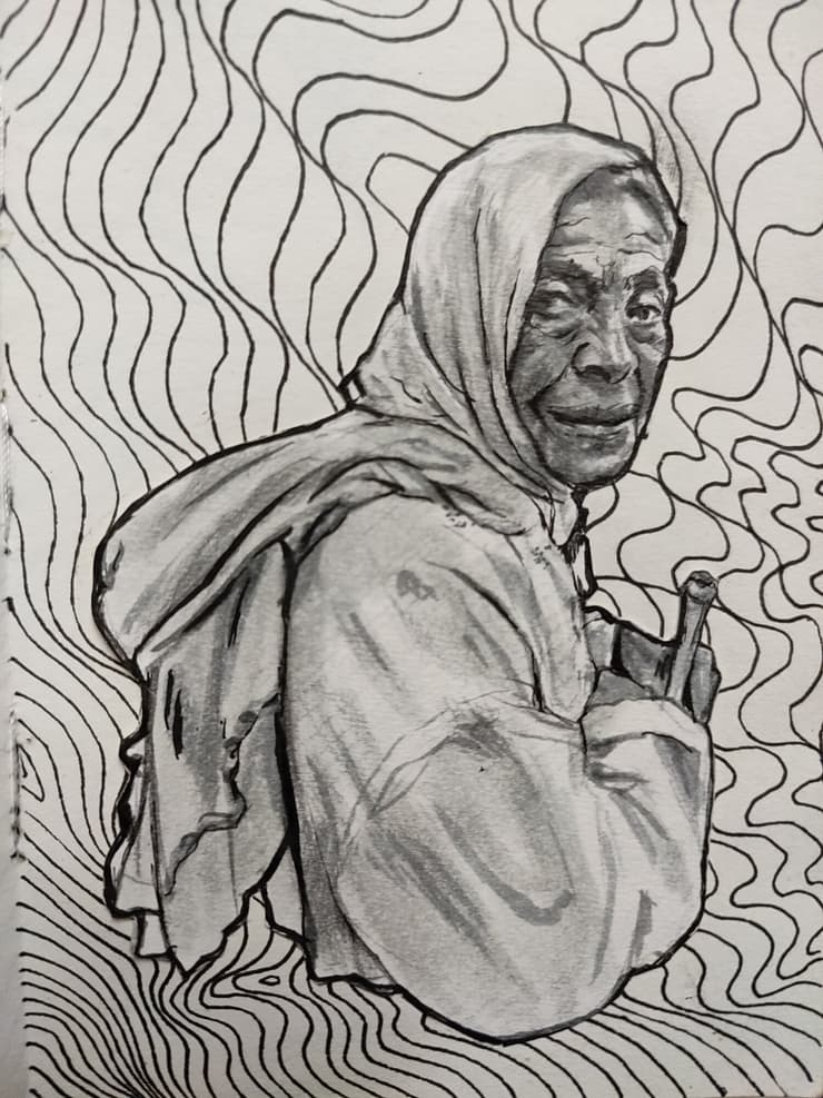 Sketchbook: figures on contour lines, Chennai