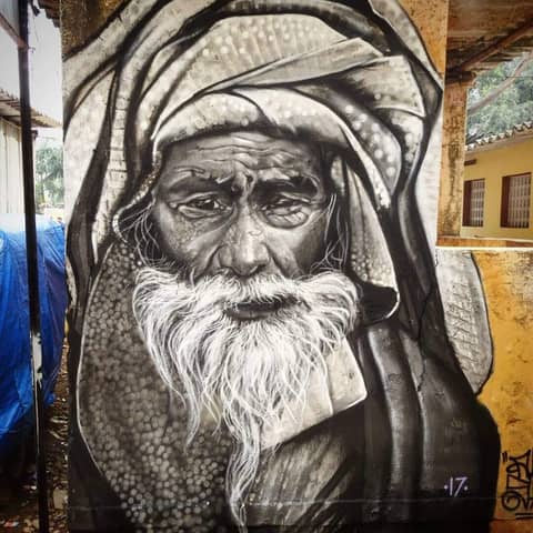 Bearded elder in turban, monochrome (2017)