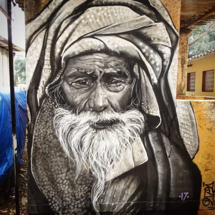 Bearded elder in turban, monochrome (2017)