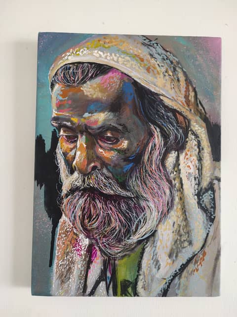 Bearded elder, small canvas, Chennai
