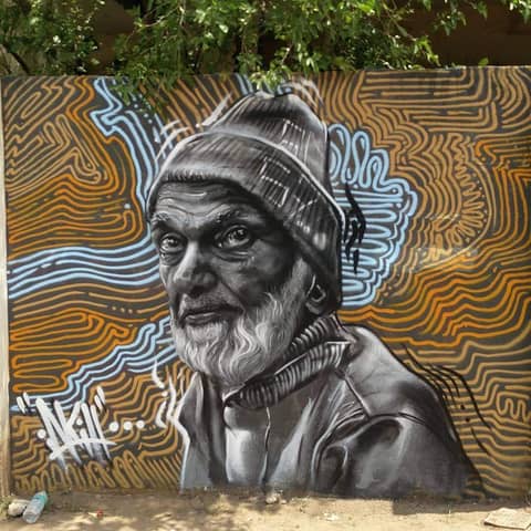 Elder in beanie portrait, Kozhikode
